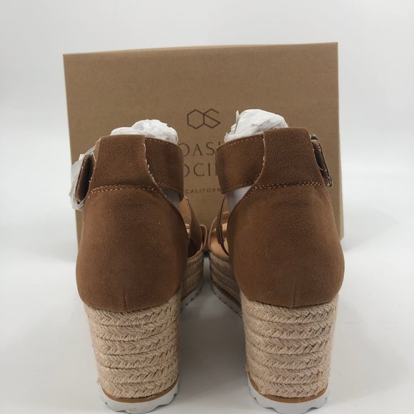 Oasis Society Brown Suede Platform Sandals | Adjustable Strap - Picture 4 of 5